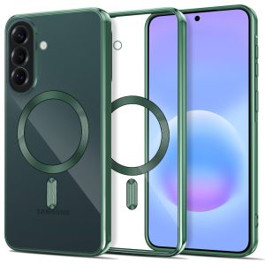 Διάφανη θήκη Tech-Protect MagFlex MagSafe με πράσινο πλαίσιο Jungle Green για Samsung Galaxy A37 5G