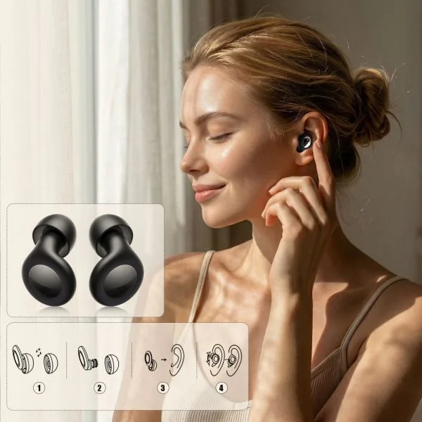 Ωτοασπίδες Σιλικόνης Tech-Protect QuietFit με Μείωση Θορύβου 40dB - Black - Image 4