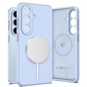 Γαλάζια θήκη σιλικόνης Tech-Protect Silicone MagSafe με μαγνητικό δακτύλιο για το Samsung Galaxy S26