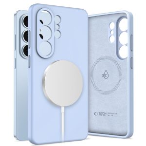 Γαλάζια θήκη σιλικόνης Tech-Protect Silicone MagSafe με εσωτερική επένδυση μικροϊνών για Samsung Galaxy S26 Ultra