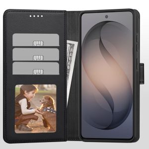 Μαύρη ματ θήκη βιβλίο Tech-Protect Wallet MagSafe από οικολογικό δέρμα για Samsung Galaxy S26 Ultra