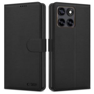 Μαύρη θήκη βιβλίο Tech-Protect Wallet από οικολογικό δέρμα με εσωτερικές θήκες για κάρτες για Motorola Edge 70 Fusion και Fusion+ 5G
