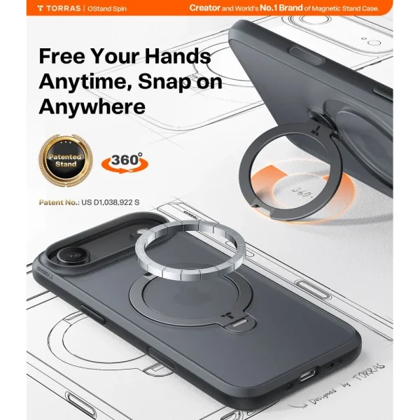 Θήκη iPhone Air Torras Ostand Spin Series Black - Image 5