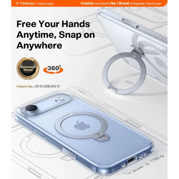 Θήκη iPhone Air Torras Ostand Spin Series Clear - Image 5