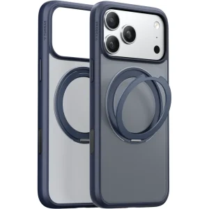 Σκούρα μπλε θήκη Torras Ostand Pro Magnetic με περιστρεφόμενο μεταλλικό δακτύλιο στήριξης για iPhone 17 Pro Max