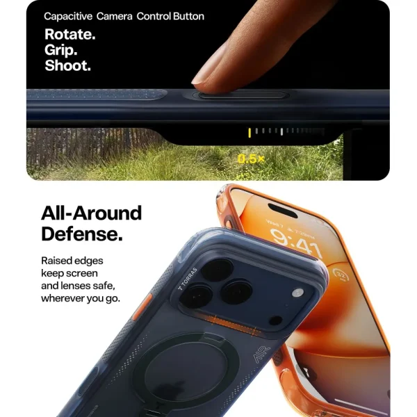 Θήκη iPhone 17 Pro Max Torras Ostand Spin Air Series 2026 με Stand Horizon Orange - Image 10