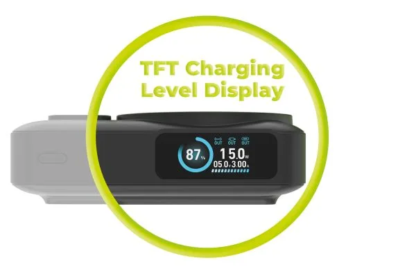 Mobile Origin 10000 mAh Qi2 TFT Display Semi-solid PowerBank PB19 - USB-C Cable Black