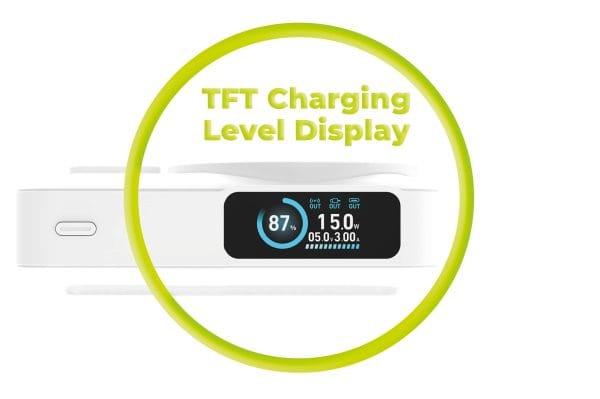Mobile Origin 10000 mAh Qi2 TFT Display Semi-solid PowerBank PB19 - USB-C Cable White