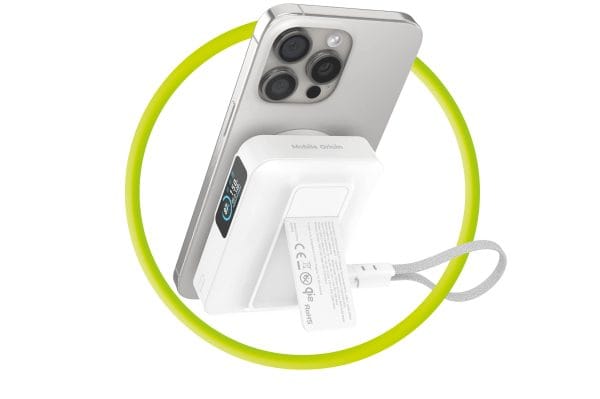 Mobile Origin 10000 mAh Qi2 TFT Display Semi-solid PowerBank PB19 - USB-C Cable White