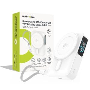 Power Bank Mobile Origin PB19 10000mAh Qi2 MagSafe TFT Display λευκό