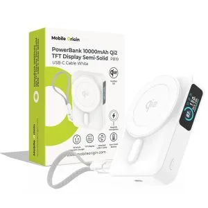 Power Bank Mobile Origin PB19 10000mAh Qi2 MagSafe TFT Display λευκό