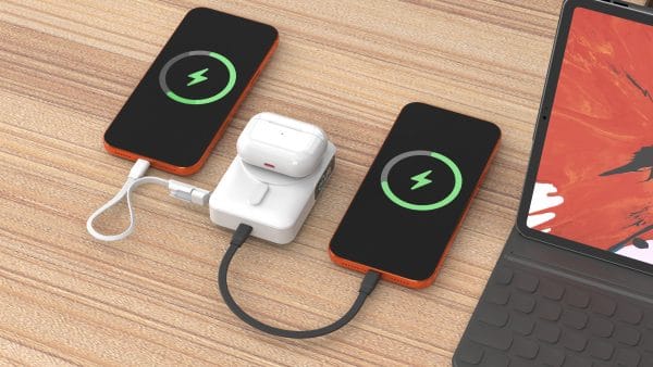 Mobile Origin 10000 mAh Qi2 TFT Display Semi-solid PowerBank PB19 - USB-C Cable White
