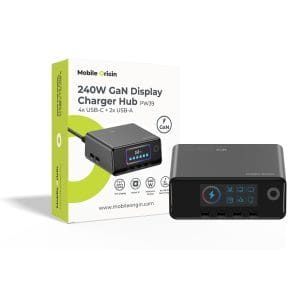 Φορτιστής Hub Mobile Origin 240W GaN Display PW39 4x USB-C 2x USB-A Black