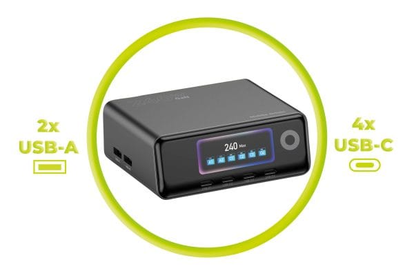 Mobile Origin 240W GaN Display Charger Hub PW39 - 4x USB-C + 2x USB-A