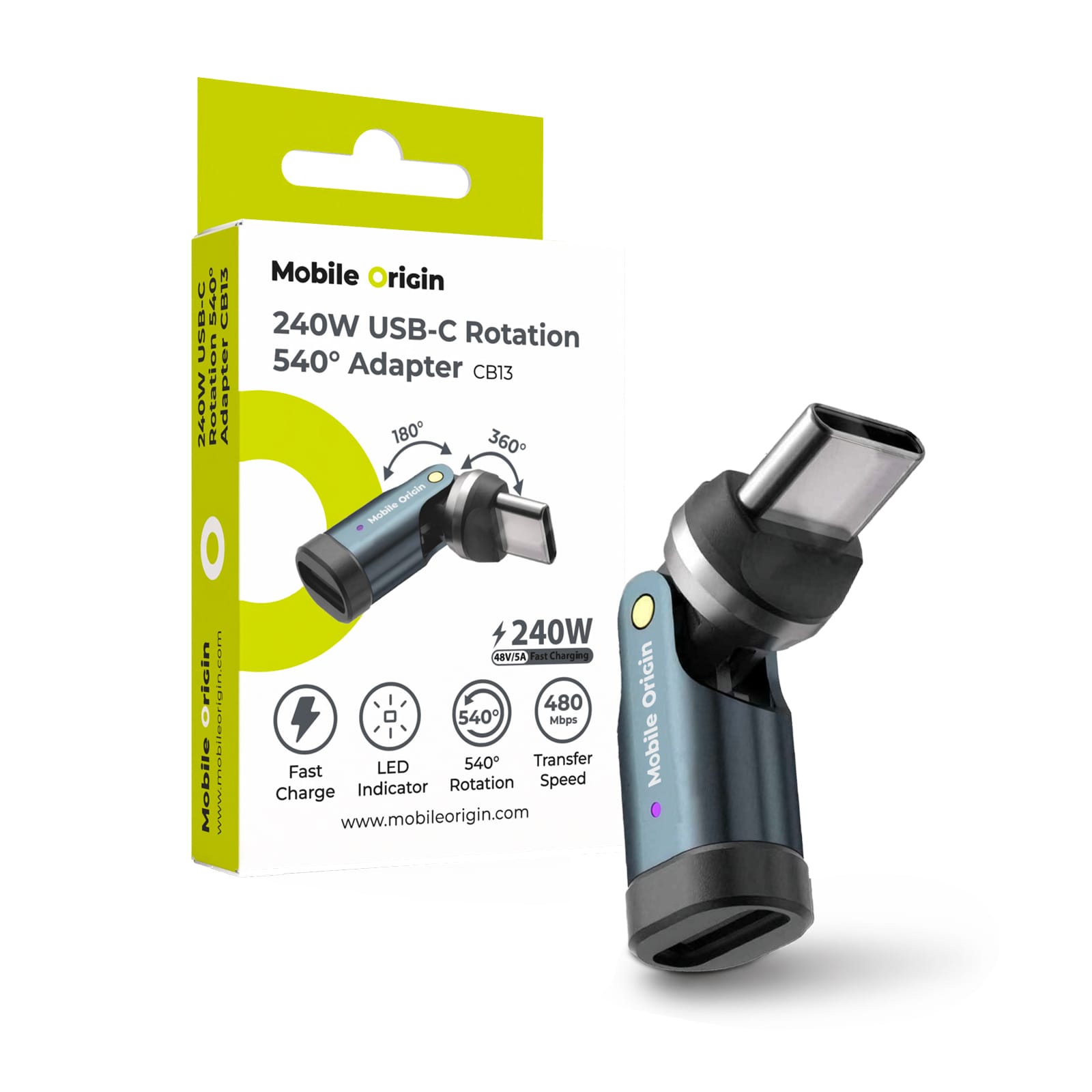 Αντάπτορας USB-C Mobile Origin 240W Rotation 540° CB13 Grey