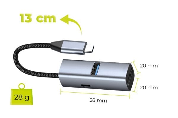 Mobile Origin 3in1 CompactHub HB1 - USB-A USB-C HDMI USB-C Cable