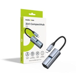 USB-C Hub 3 σε 1 Mobile Origin HB1 HDMI 4K USB-A 3.0 PD 100W Space Gray