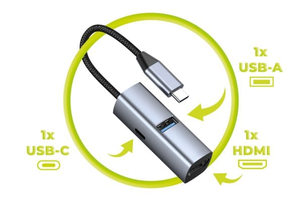 Mobile Origin 3in1 CompactHub HB1 - USB-A USB-C HDMI USB-C Cable