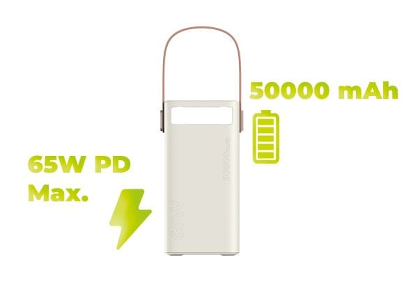 Mobile Origin 50000 mAh TFT Display & Flashlight PowerBank PB18 - 2x USB-C + 2x USB-A