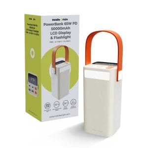 Power Bank Mobile Origin PB18 50000mAh 65W με LCD Οθόνη και Φακό Beige