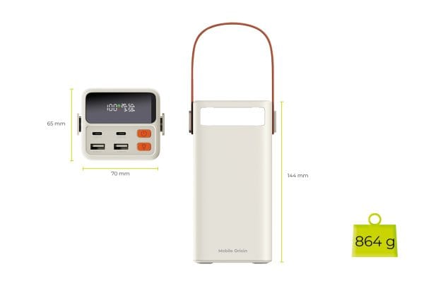 Mobile Origin 50000 mAh TFT Display & Flashlight PowerBank PB18 - 2x USB-C + 2x USB-A