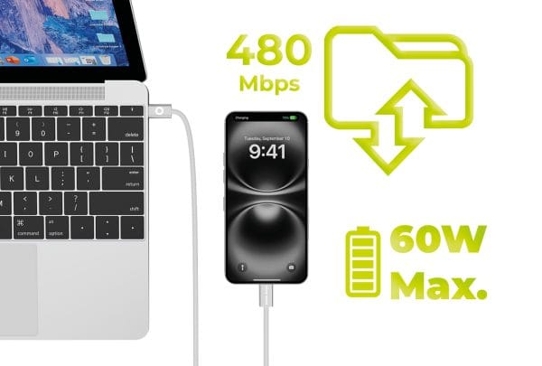 Mobile Origin 60W UltraSlim USB-C to USB-C Cable 1 m CB11 White