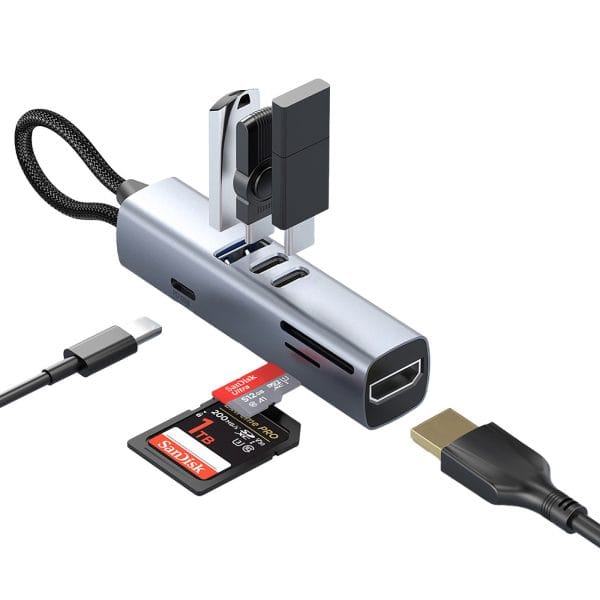 Mobile Origin 7in1 MultiHub HB2 - 3x USB-C USB-A HDMI TF/SD Cards USB-C Cable