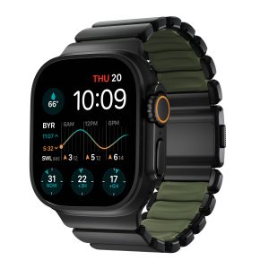 Λουράκι Apple Watch 45 46 49mm Nomad Stratos Band Black Titanium Forest Green FKM