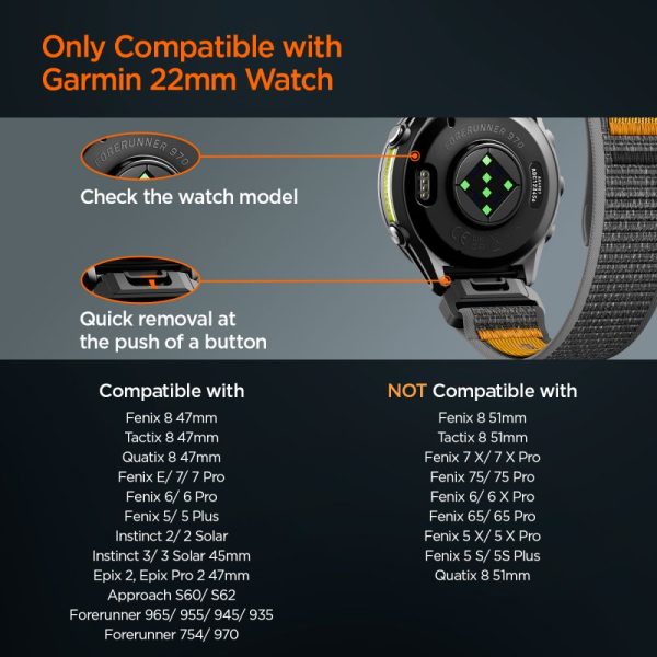 Λουράκι Garmin QuickFit 22mm Spigen Athlex Air Active Black / Orange (AMP11426) - Image 10