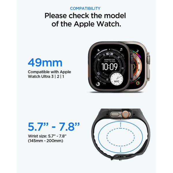 Λουράκι με Θήκη & Τζάμι Apple Watch Ultra 49mm Spigen Liquid Air Pro Black (ACS11416) - Image 10