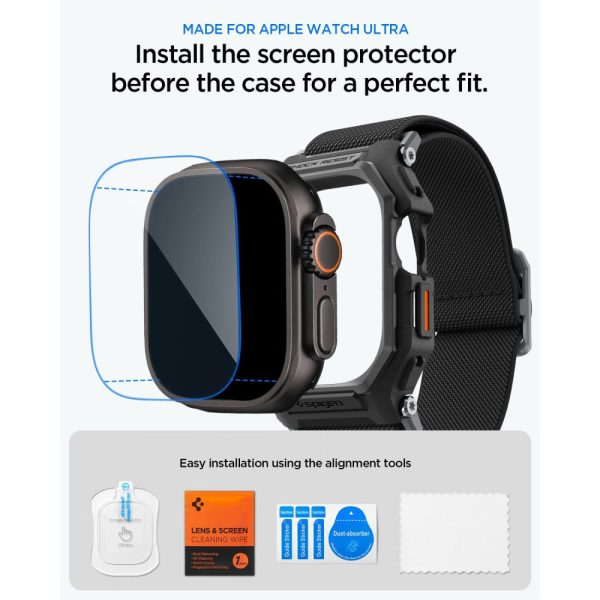 Λουράκι με Θήκη & Τζάμι Apple Watch Ultra 49mm Spigen Lite Fit Pro Matte Black (ACS11415) - Image 9