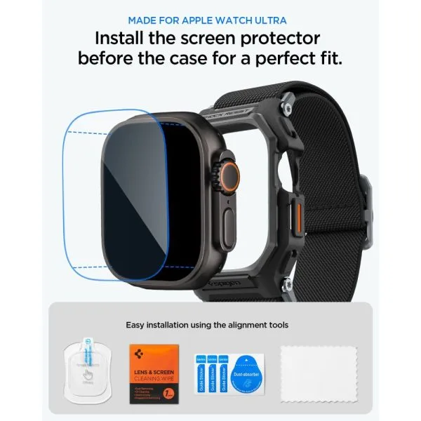 Λουράκι με Θήκη & Τζάμι Apple Watch Ultra 49mm Spigen Lite Fit Pro Matte Black (ACS11415) - Image 9