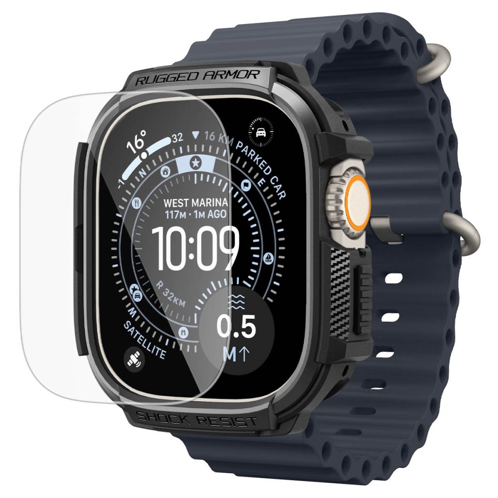 Θήκη & Τζάμι Apple Watch Ultra 49mm Spigen Rugged Armor Matte Black (ACS11414) - Image 3
