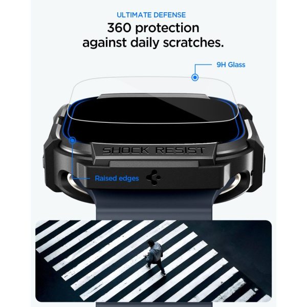 Θήκη & Τζάμι Apple Watch Ultra 49mm Spigen Rugged Armor Matte Black (ACS11414) - Image 5
