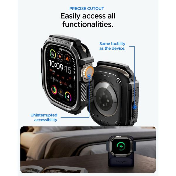Θήκη & Τζάμι Apple Watch Ultra 49mm Spigen Rugged Armor Matte Black (ACS11414) - Image 6