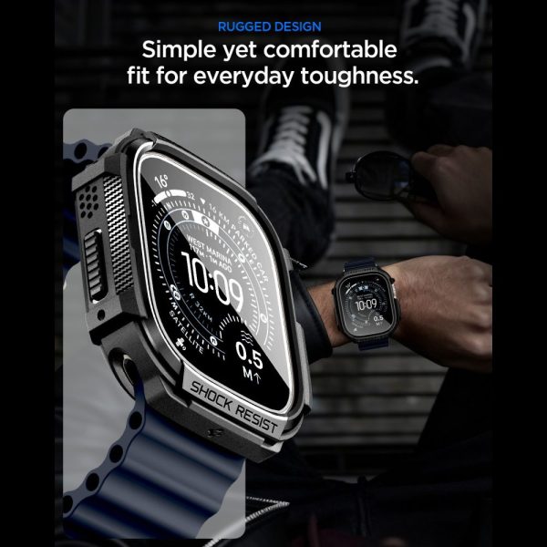 Θήκη & Τζάμι Apple Watch Ultra 49mm Spigen Rugged Armor Matte Black (ACS11414) - Image 7