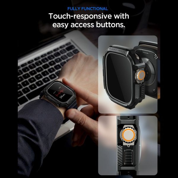 Θήκη & Τζάμι Apple Watch Ultra 49mm Spigen Rugged Armor Matte Black (ACS11414) - Image 8