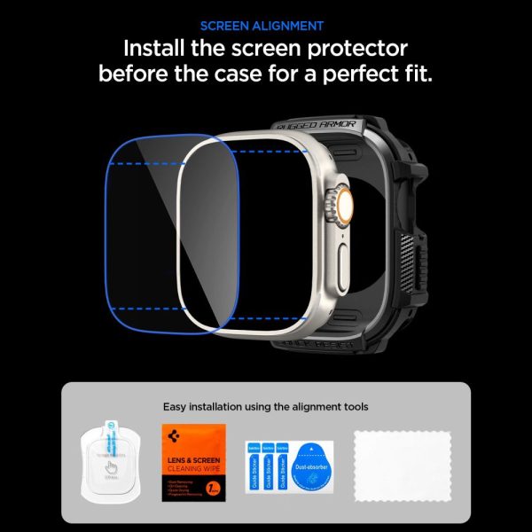 Θήκη & Τζάμι Apple Watch Ultra 49mm Spigen Rugged Armor Matte Black (ACS11414) - Image 9