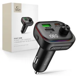Φορτιστής Αυτοκινήτου Tech-Protect CC07 3-Port PD 54W Bluetooth FM Transmitter Black