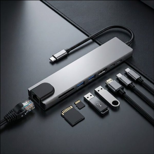 Hub Adapter USB-C Tech-Protect HB09 8 σε 1 HDMI 4K 60Hz PD100W RJ45 Space Grey - Image 11
