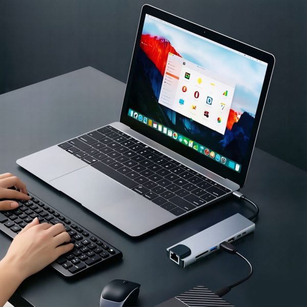 Hub Adapter USB-C Tech-Protect HB09 8 σε 1 HDMI 4K 60Hz PD100W RJ45 Space Grey - Image 13