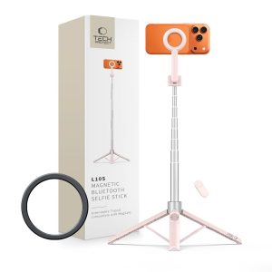 Selfie Stick Τρίποδο Tech-Protect L10S MagSafe Bluetooth Pink Grey