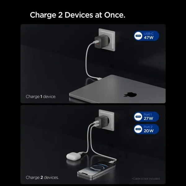 Φορτιστής Τοίχου Spigen Essential EE472EU-GAN 47W 2x USB-C Gunmetal (ACH10450) - Image 6