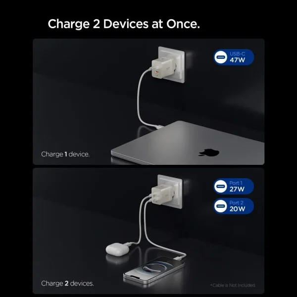 Φορτιστής Τοίχου Spigen Essential EE472EU-GAN 47W 2x USB-C Natural Titanium (ACH10451) - Image 6