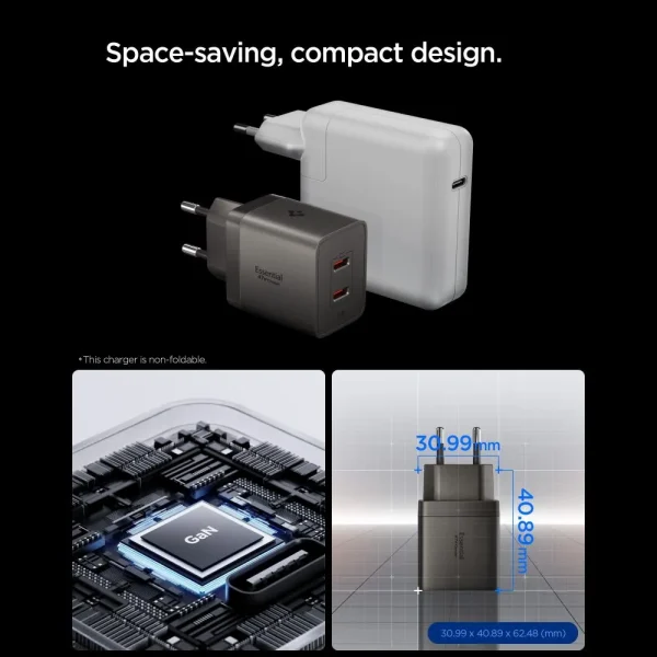 Φορτιστής Τοίχου Spigen Essential EE472EU-GAN 47W 2x USB-C Gunmetal (ACH10450) - Image 5