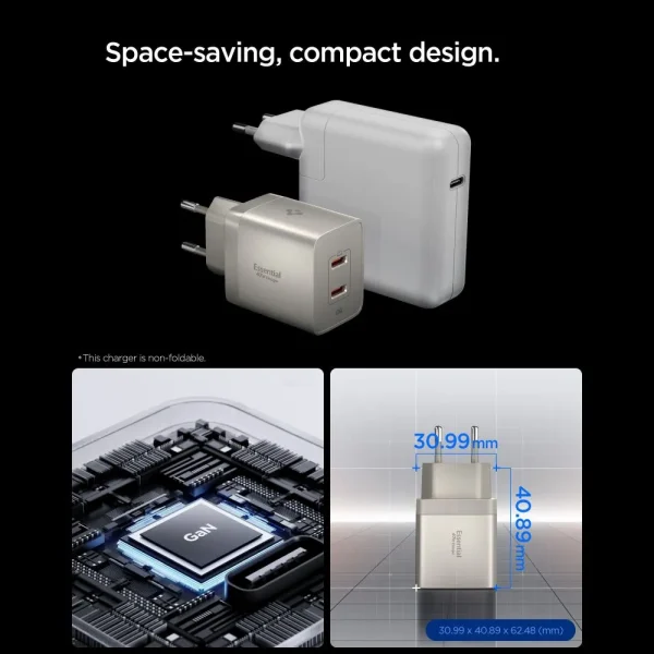 Φορτιστής Τοίχου Spigen Essential EE472EU-GAN 47W 2x USB-C Natural Titanium (ACH10451) - Image 5