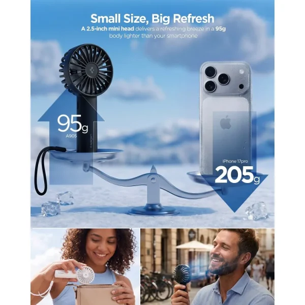 Φορητός Ανεμιστήρας Χειρός Spigen A905 Mini Portable Fan Black (AHP10454) - Image 7