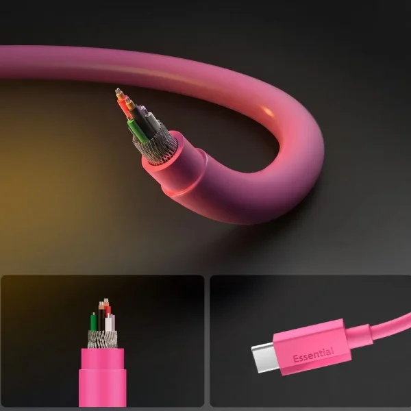 Καλώδιο USB-C σε USB-C Spigen Essential EB6010CC 60W 1m Ροζ (ACA10414) - Image 5