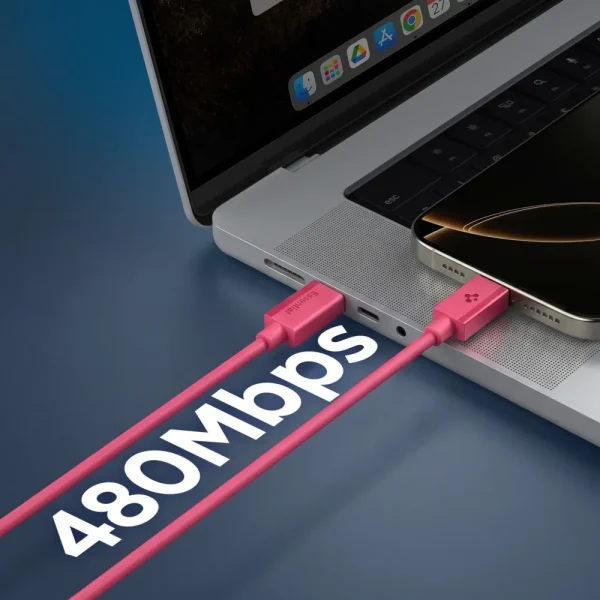 Καλώδιο USB-C σε USB-C Spigen Essential EB6010CC 60W 1m Ροζ (ACA10414) - Image 4