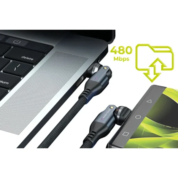 Καλώδιο USB-C σε USB-C Mobile Origin 240W Rotating 540° 1m Black - Image 9